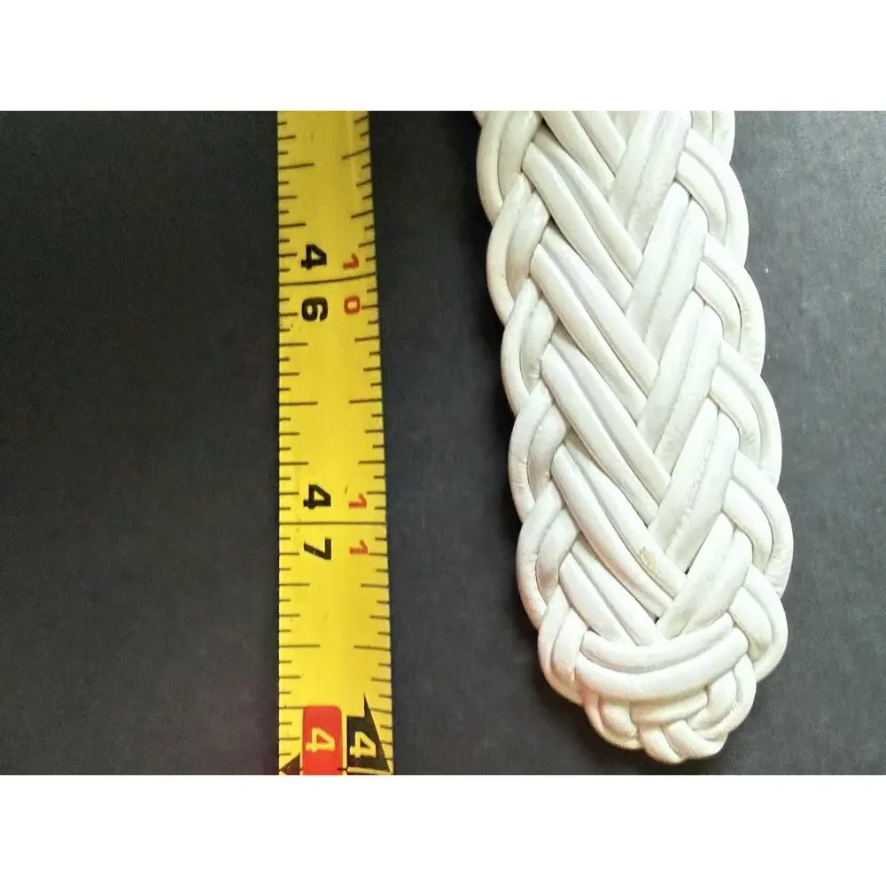 Talbots Womens White Woven Braided Leather Belt Covered Buckle Career Size 3X